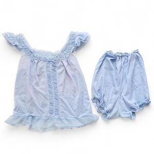 Light Blue Ruffled Pajama Outfit Movie Star Vintage Retro